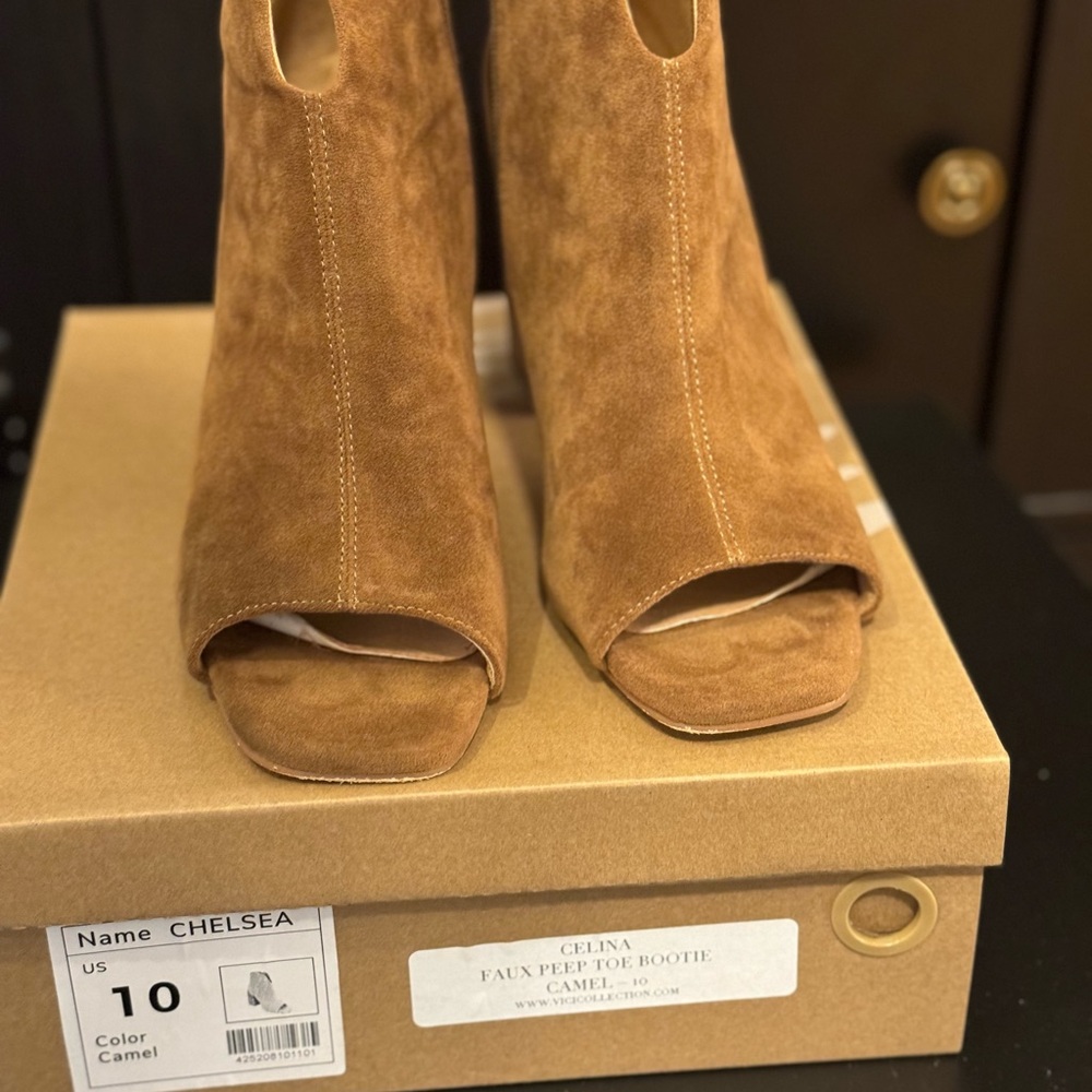 Mi’im Chelsea Faux Prep Toe Bootie, Camel, Size 10